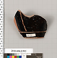 Terracotta fragment of an oinochoe: olpe (jug), Terracotta, Greek, Attic