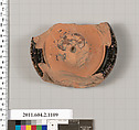Terracotta fragment of a standlet, Terracotta, Greek, Attic