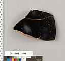 Terracotta fragment of a squat lekythos (oil flask), Terracotta, Greek, Attic