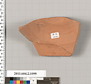 Terracotta fragment of a squat lekythos (oil flask), Terracotta, Greek, Attic