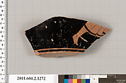 Terracotta fragment of a skyphos (deep drinking cup), Terracotta, Greek, Attic