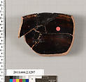 Terracotta fragment of a skyphos (deep drinking cup), Terracotta, Greek, Attic