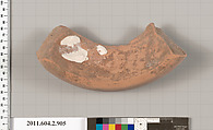 Terracotta fragment of a bell-krater (bowl for mixing wine and water), Terracotta, Greek, Attic