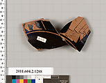 Terracotta fragment of a skyphos (deep drinking cup), Terracotta, Greek, Attic