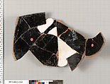 Terracotta fragment of a skyphos (deep drinking cup), Terracotta, Greek, Attic