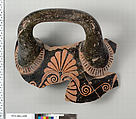 Terracotta fragment of a bell-krater (bowl for mixing wine and water), Terracotta, Greek, Attic