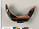 Terracotta fragment of a skyphos (deep drinking cup), Terracotta, Greek, Attic