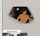 Terracotta rim fragment of a skyphos (deep drinking cup), Terracotta, Greek, Attic