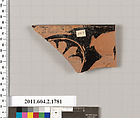 Terracotta rim fragment of a skyphos (deep drinking cup), Terracotta, Greek, Attic