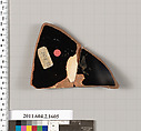Terracotta fragment of a skyphos (deep drinking cup), Terracotta, Greek, Attic