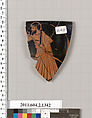 Terracotta fragment of a skyphos (deep drinking cup), Terracotta, Greek, Attic