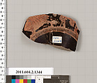 Terracotta fragment of a skyphos (deep drinking cup), Terracotta, Greek, Attic