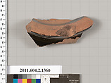 Terracotta fragment of a skyphos (deep drinking cup), Terracotta, Greek, Attic