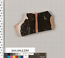 Terracotta fragment of a pot; glazed on the inside, Terracotta, Greek, Attic
