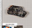 Terracotta fragment of a pot; glazed on the inside, Terracotta, Greek, Attic