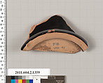 Terracotta fragment of a skyphos (deep drinking cup), Terracotta, Greek, Attic