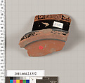 Terracotta fragment of a skyphos (deep drinking cup), Terracotta, Greek, Attic