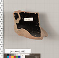 Terracotta fragment of a skyphos (deep drinking cup), Terracotta, Greek, Attic