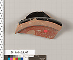 Terracotta fragment of a skyphos (deep drinking cup), Terracotta, Greek, Attic