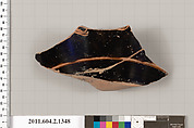 Terracotta fragment of a skyphos (deep drinking cup), Terracotta, Greek, Attic
