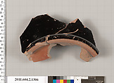Terracotta fragment of a skyphos (deep drinking cup), Terracotta, Greek, Attic