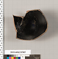 Terracotta fragment of a skyphos (deep drinking cup), Terracotta, Greek, Attic