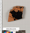 Terracotta fragment of a pot, Terracotta, Greek, Attic