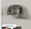 Terracotta fragment of a skyphos (deep drinking cup), Terracotta, Greek, Attic