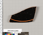 Terracotta fragment of a stemmed plate, Terracotta, Greek, Attic