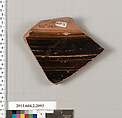 Terracotta fragment of a hydria (water jar), Attributed to the Copenhagen Painter [J. D. Beazley], Terracotta, Greek, Attic