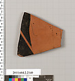 Terracotta fragment of a pot, Terracotta, Greek, Attic
