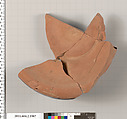 Terracotta fragment of a krater (bowl for mixing wine and water), Terracotta, Greek, Attic