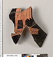 Terracotta fragment of a Nolan neck-amphora (jar), Terracotta, Greek, Attic