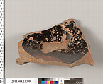 Terracotta fragment of a skyphos (deep drinking cup), Terracotta, Greek, Attic