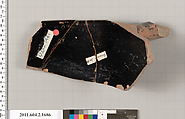 Terracotta fragment of a skyphos (deep drinking cup), Terracotta, Greek, Attic