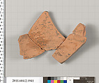 Terracotta fragment of a Nolan neck-amphora (jar), Terracotta, Greek, Attic