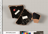 Terracotta fragment of a skyphos (deep drinking cup), Terracotta, Greek, Attic