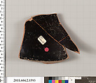 Terracotta fragment of a skyphos (deep drinking cup), Terracotta, Greek, Attic