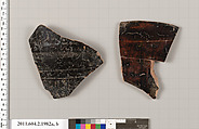 Terracotta fragments of pots; unglazed on the inside, Terracotta, Greek, Attic