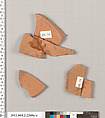 Terracotta fragments of pots; unglazed on the inside, Terracotta, Greek, Attic