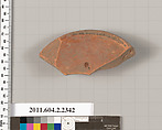 Terracotta fragment of an oinochoe (jug)?, Terracotta, Greek, Attic