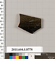 Terracotta fragment of a stemless kylix (drinking cup)?, Terracotta, Greek, Attic