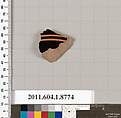 Terracotta fragment of a kylix (drinking cup), Terracotta, Greek, Attic
