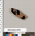 Terracotta fragment of a kylix (drinking cup), Terracotta, Greek, Attic