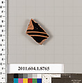 Terracotta fragment of a kylix (drinking cup), Terracotta, Greek, Attic
