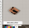 Terracotta fragment of a kylix (drinking cup), Terracotta, Greek, Attic
