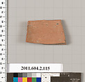 Terracotta fragment of a pot, Terracotta, Greek, Attic