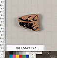 Terracotta fragment of a stamnos (jar), Terracotta, Greek, Attic