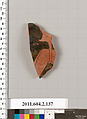 Terracotta fragment of a pelike (jar), Terracotta, Greek, Attic