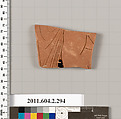 Terracotta fragment of a column-krater (bowl for mixing wine and water), Terracotta, Greek, Attic